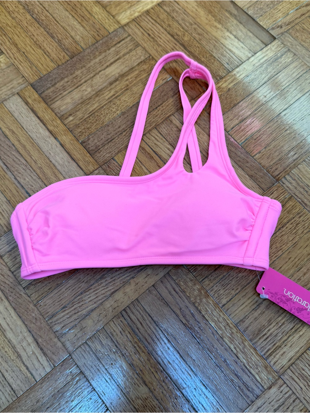 Pink One-Shoulder Bikini Top